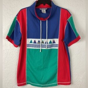 Vintage 80’s Bonjour Top Drawstring Colorblock Size Medium